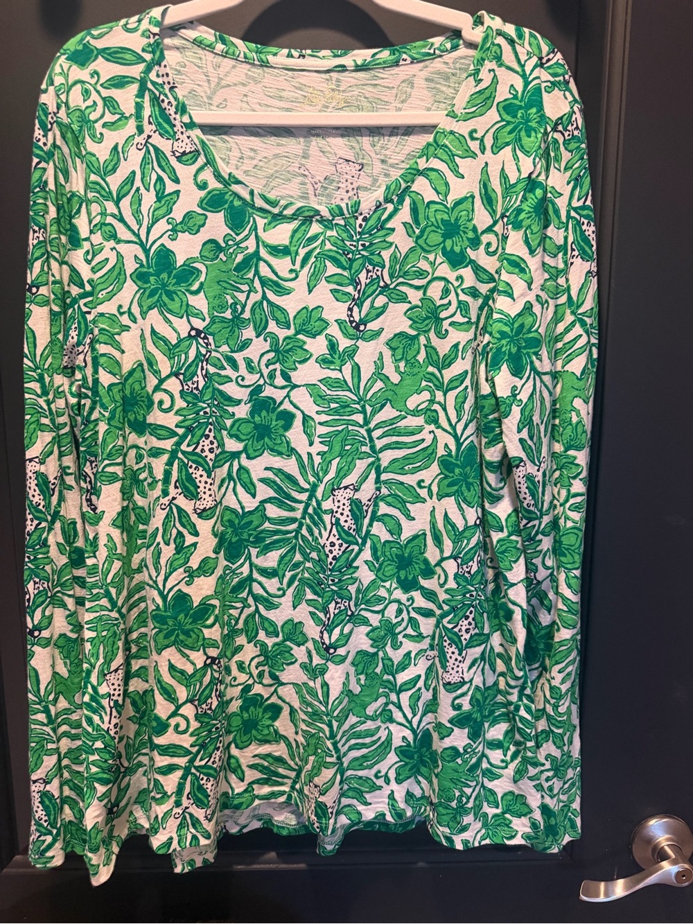 Lilly Pulitzer Green Floral Long Sleeve Top
